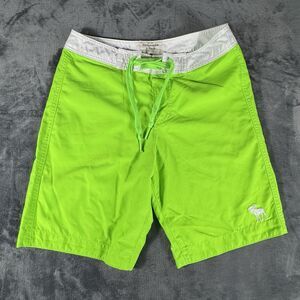 Vintage Sz M Abercrombie & Fitch Board Shorts Trunks Men’s Beach Neon Green Y2K